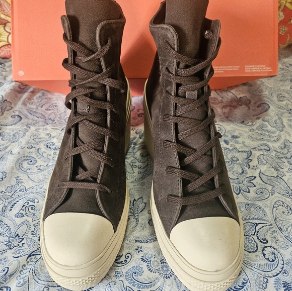 Converse Women's High-Top Platform Sneakers - Dark Brown and Cream - Picture 2 of 9